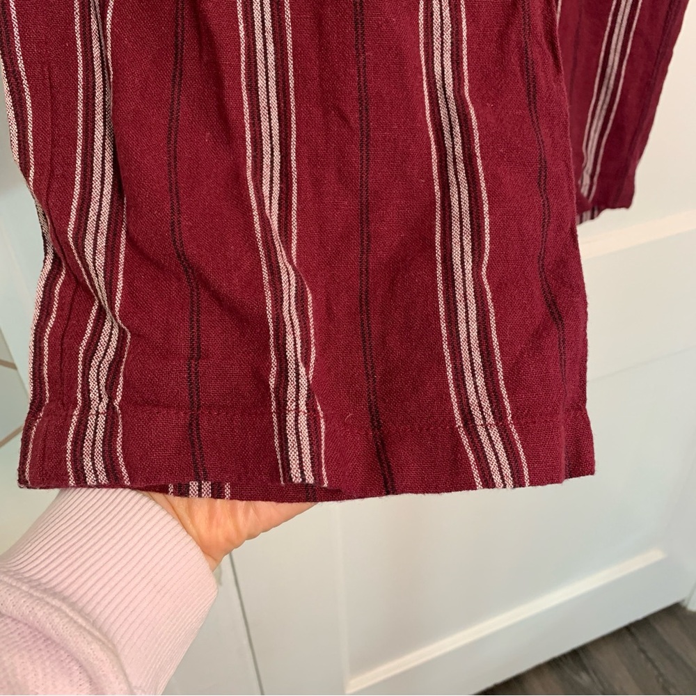 NWOT Old Navy Linen Blend Striped Pants Maroon Burgundy Pull-on Women’s Small - Picture 3 of 9